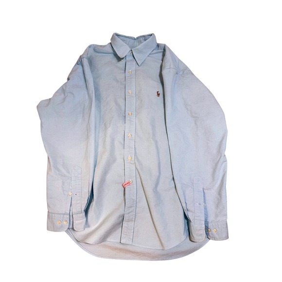 Ralph Lauren Classic Fit Oxford Shirts Men's 17 34/35 Lot of 2 Blue Yellow‎ - Picture 6 of 9